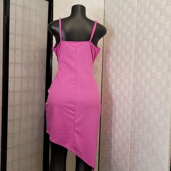 BRAN NEW DEREK HEART SPAGHETTI ASYMMETRIMINIC  WOMEN'S V-NECK MINI DRESS - Picture 8 of 15